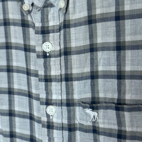 Abercrombie & Fitch Mens M Muscle Fit Short-Sleeve Plaid Button-Up Shirt Y2K 90s - Picture 3 of 6